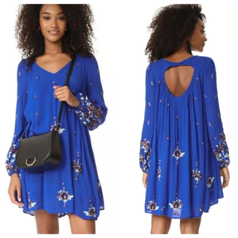 Free People Dress Embroidered Open Back Mini XS